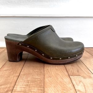 Ugg Leather Clogs - Rich Olive